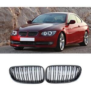 X AUTOHAUX Pair Front Kidney Grille Gloss Black For BMW E92 2007-2010 2 Door